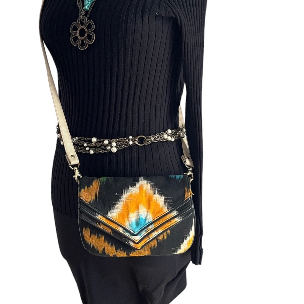 Matt & Nat Black and Yellow Patterned Crossbody Bag